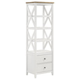 Angela 4-shelf Wooden Media Tower with Drawers Brown and White