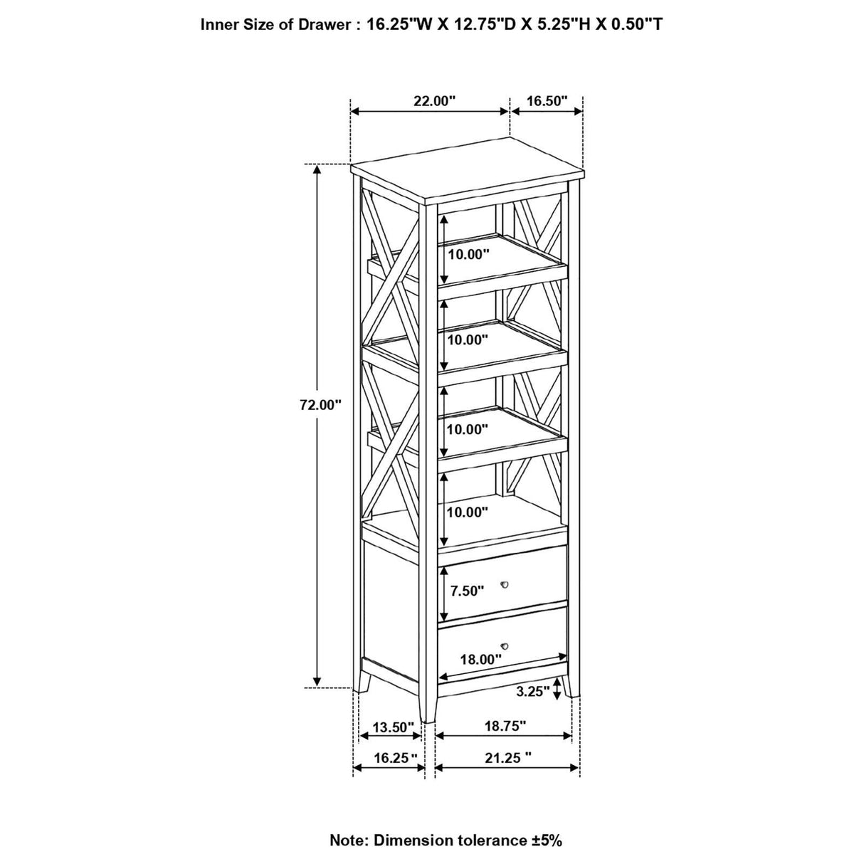 Angela Brown and White 4-shelf Wooden Media Tower with Drawers by Coaster at Eve Furniture