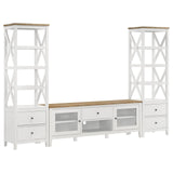Angela Brown and White 4-shelf Wooden Media Tower with Drawers by Coaster at Eve Furniture