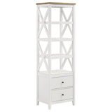 Angela Brown and White 4-shelf Wooden Media Tower with Drawers by Coaster at Eve Furniture