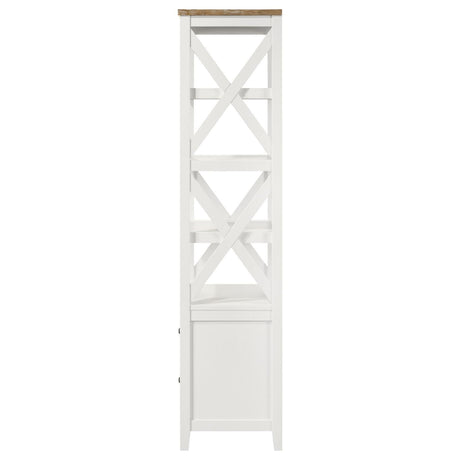 Angela Brown and White 4-shelf Wooden Media Tower with Drawers by Coaster at Eve Furniture