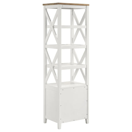 Angela Brown and White 4-shelf Wooden Media Tower with Drawers by Coaster at Eve Furniture