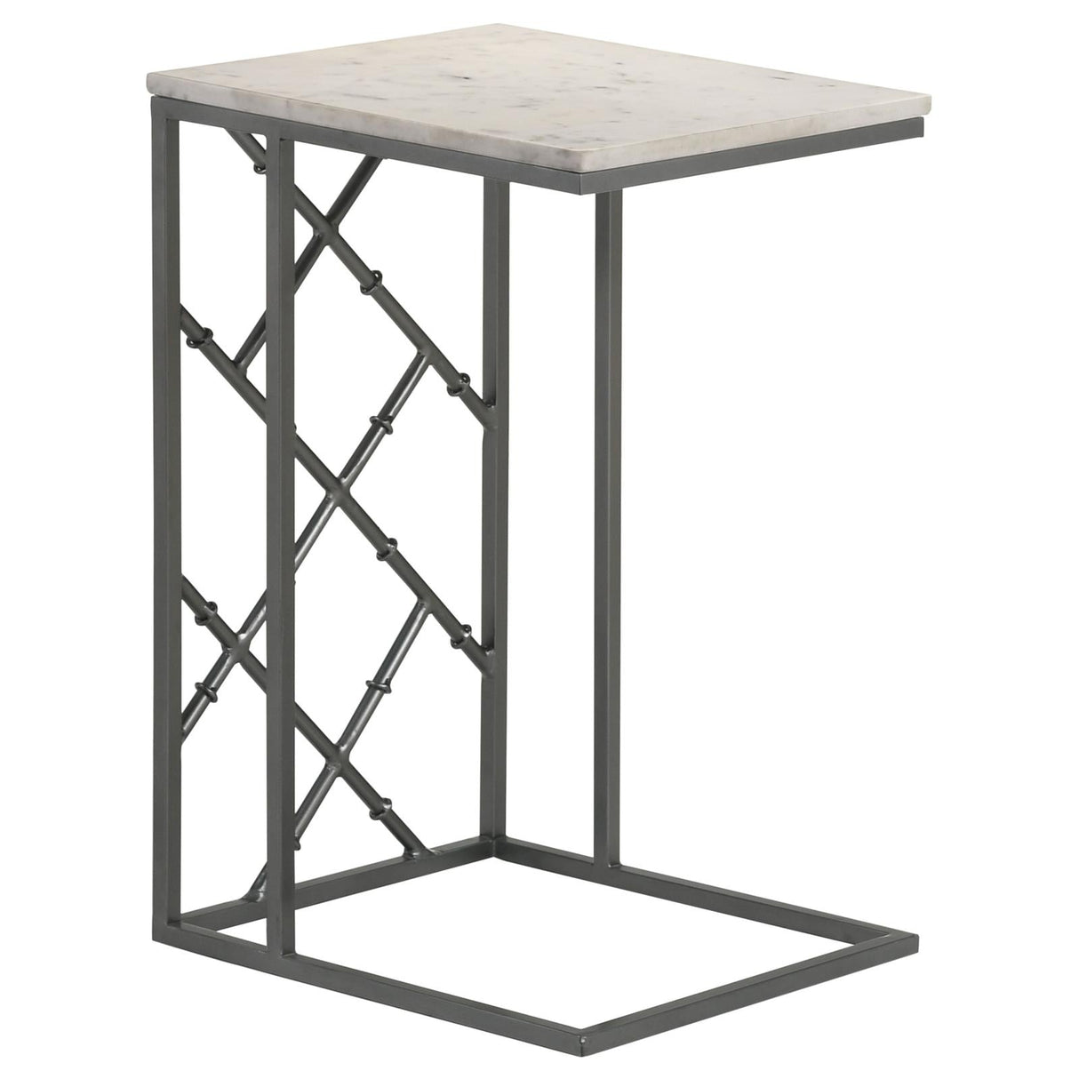 Angeliki White Accent Table with Marble Top