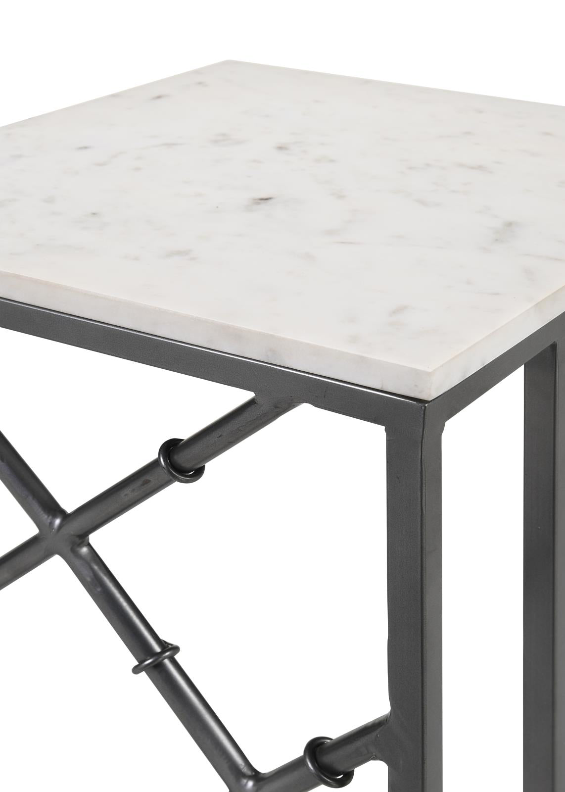 Angeliki White Accent Table with Marble Top