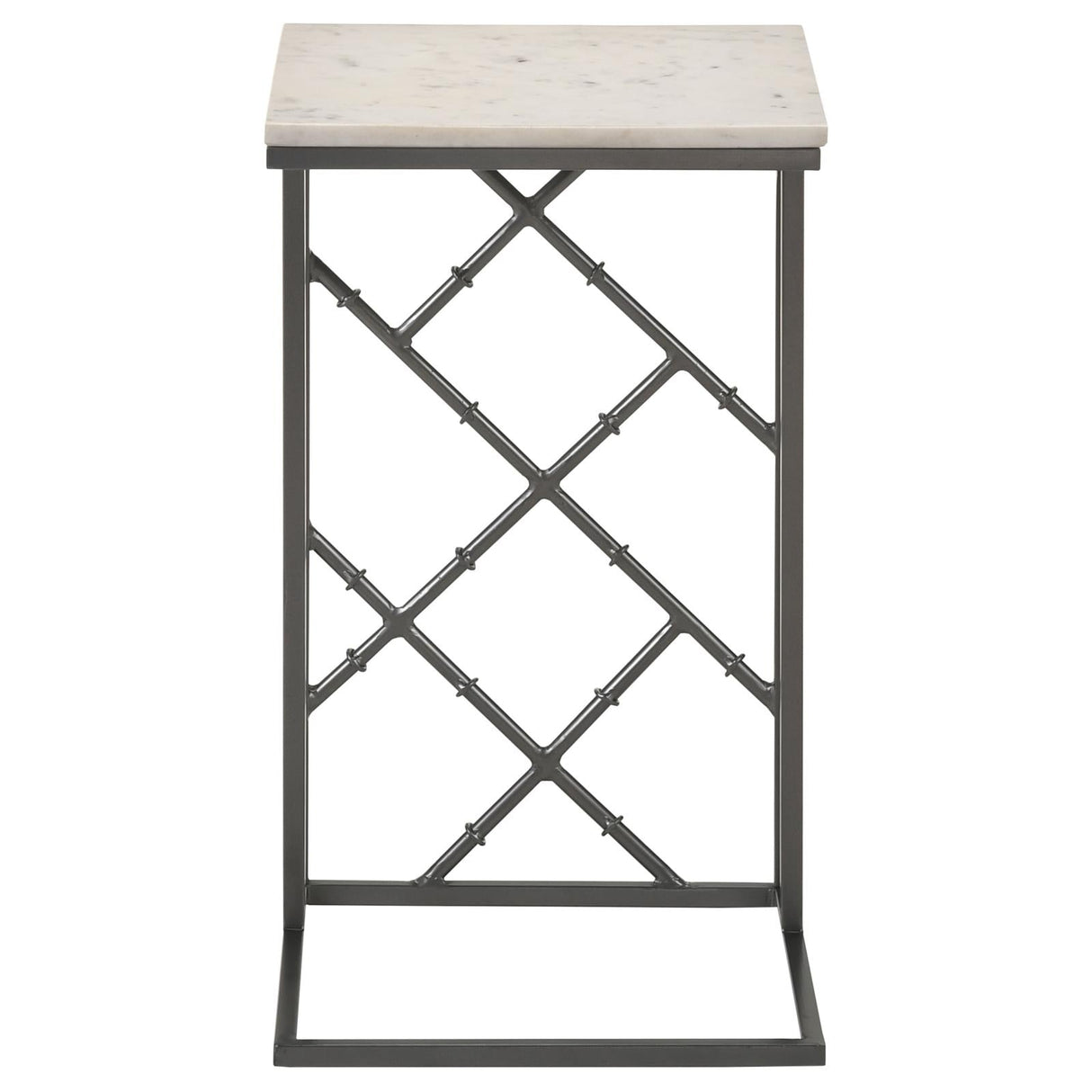 Angeliki White Accent Table with Marble Top