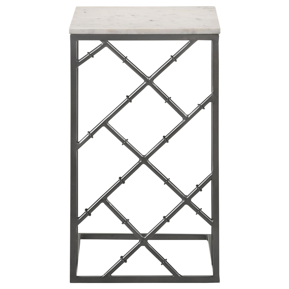 Angeliki White Accent Table with Marble Top