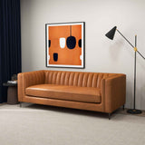 Angelina Cognac PU Leather Sofa 84" by Ashcroft Furniture at Eve Furniture