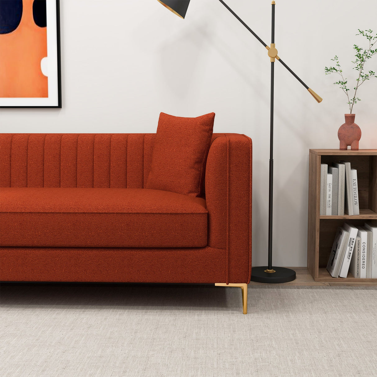 Kendra Red Boucle Sofa