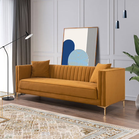 Angelina Sofa 91" (Cognac Velvet) by Ashcroft Furniture at Eve Furniture