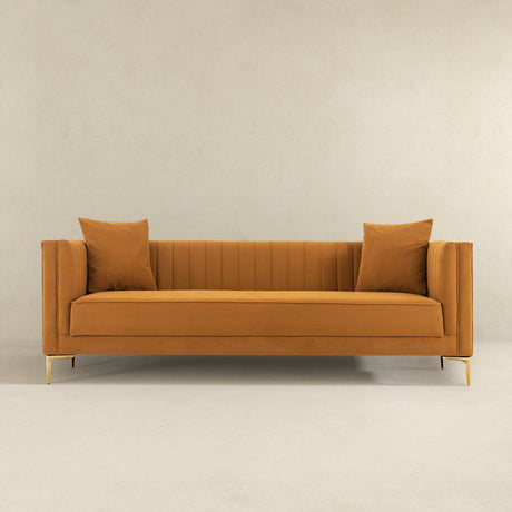 Angelina Sofa 91" (Cognac Velvet) by Ashcroft Furniture at Eve Furniture