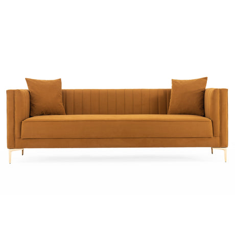 Angelina Sofa 91" (Cognac Velvet) by Ashcroft Furniture at Eve Furniture