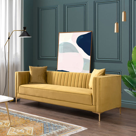 Kendra Yellow Mustard Velvet Sofa