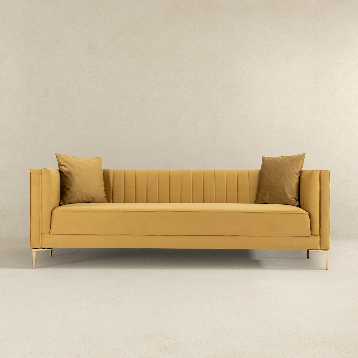 Kendra Yellow Mustard Velvet Sofa