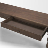 Angeline Spool Turned Console Table | Dark Brown Wood | 2 Drawers by Mercana at Eve Furniture