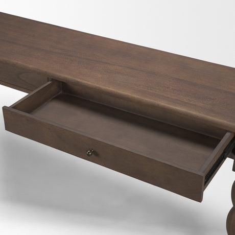 Angeline Spool Turned Console Table | Dark Brown Wood | 2 Drawers by Mercana at Eve Furniture
