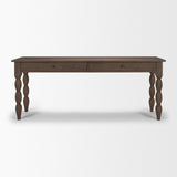 Angeline Spool Turned Console Table | Dark Brown Wood | 2 Drawers by Mercana at Eve Furniture