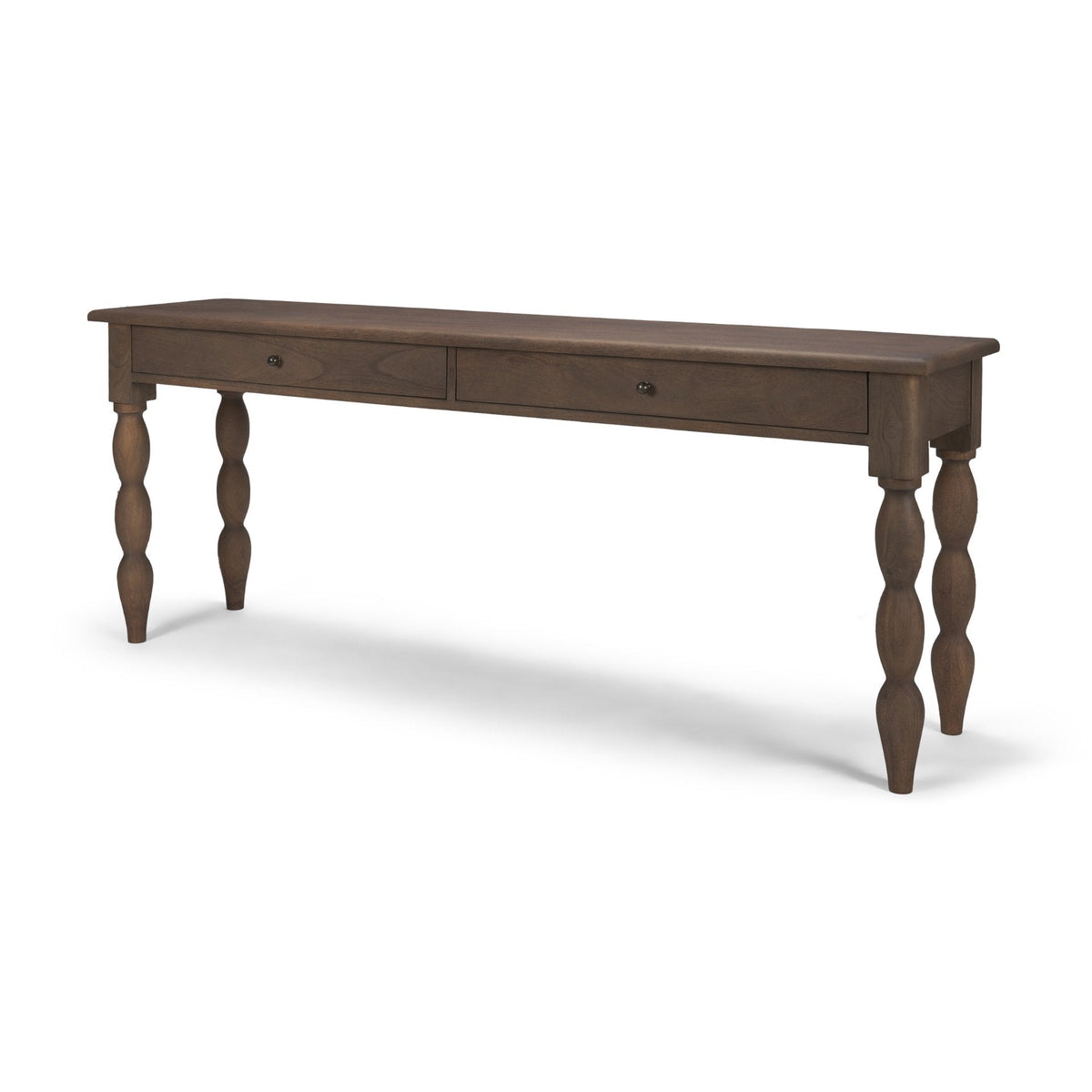 Angeline Spool Turned Console Table | Dark Brown Wood | 2 Drawers by Mercana at Eve Furniture
