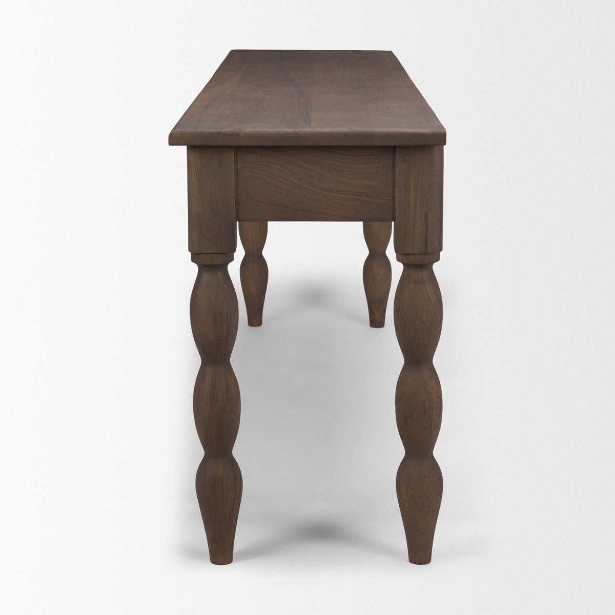 Angeline Spool Turned Console Table | Dark Brown Wood | 2 Drawers by Mercana at Eve Furniture