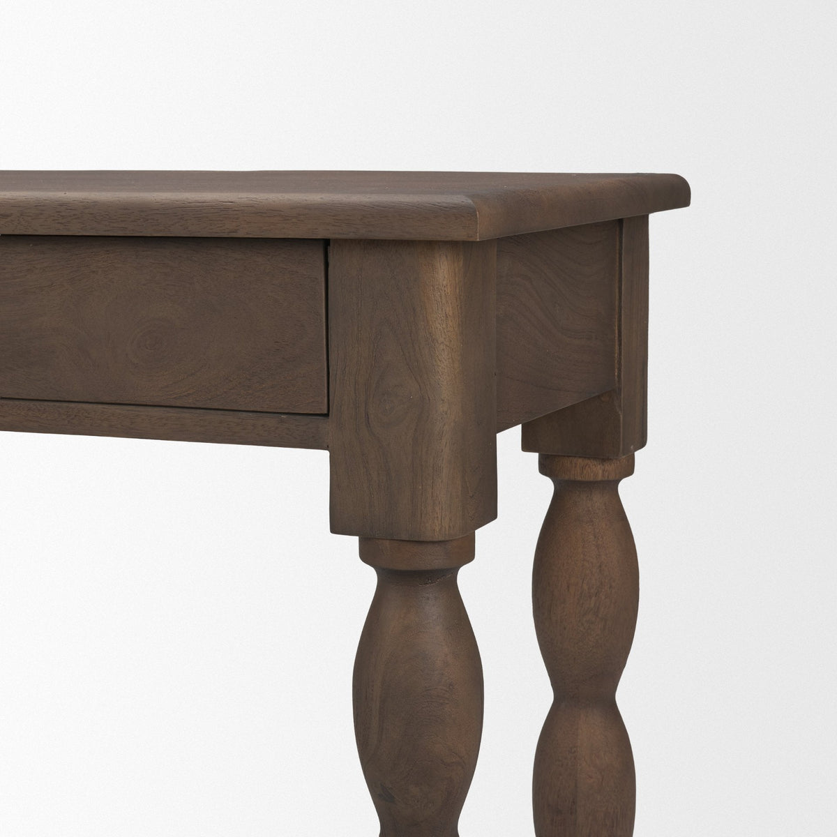 Angeline Spool Turned Console Table | Dark Brown Wood | 2 Drawers by Mercana at Eve Furniture