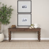 Angeline Spool Turned Console Table | Dark Brown Wood | 2 Drawers by Mercana at Eve Furniture