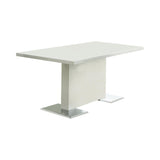 Anges Glossy White T-Shaped Pedestal Dining Table