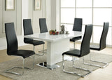 Anges Glossy White T-Shaped Pedestal Dining Table