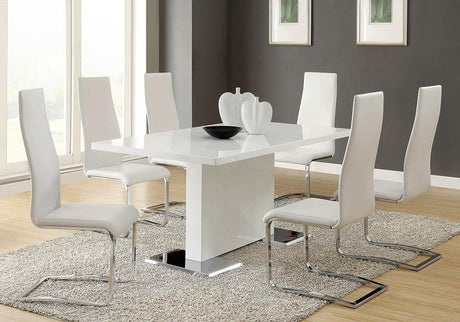 Anges Glossy White T-Shaped Pedestal Dining Table