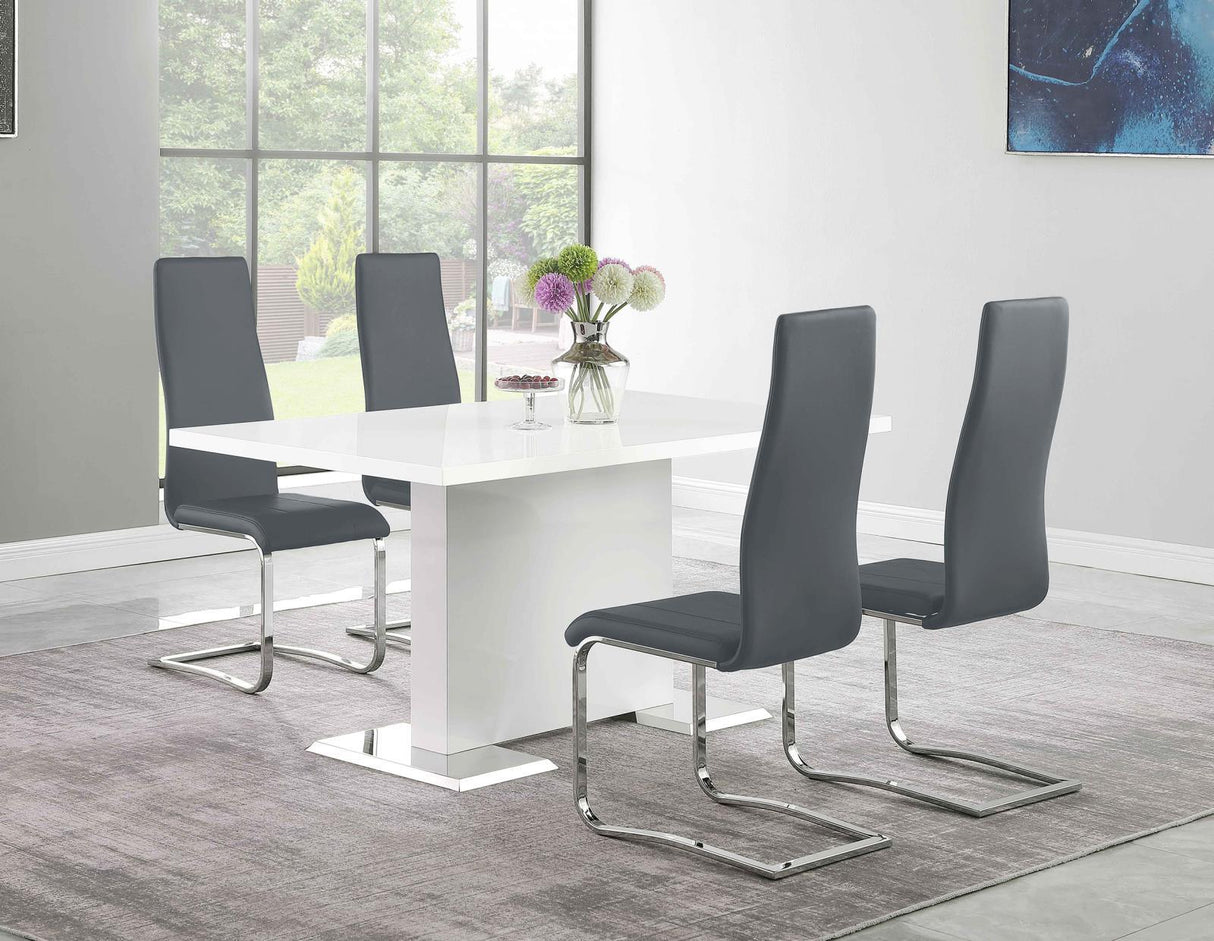 Anges White High Gloss/Grey 5-Piece Dining Set by Coaster at Eve Furniture