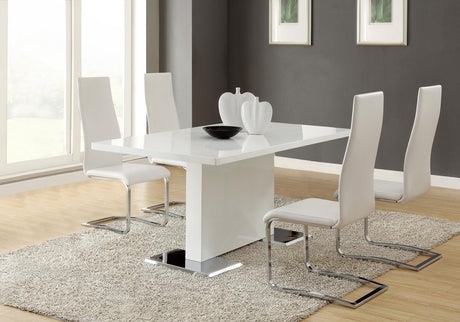 Anges White High Gloss/White 5-Piece Dining Set by Coaster at Eve Furniture
