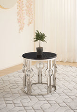 Anika Black Marble Table Set with Metal Base