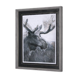 Animal Portrait I (Moose) by Mercana Studio Hand Embellished Framed Art Print Matted under Glass by Mercana at Eve Furniture