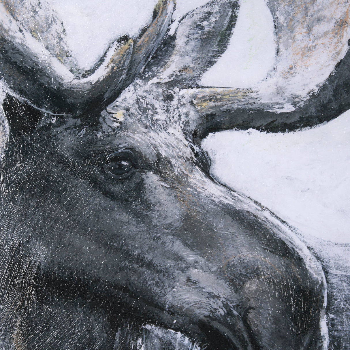 Animal Portrait I (Moose) by Mercana Studio Hand Embellished Framed Art Print Matted under Glass by Mercana at Eve Furniture
