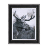 Animal Portrait I (Moose) by Mercana Studio Hand Embellished Framed Art Print Matted under Glass by Mercana at Eve Furniture