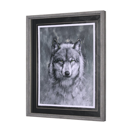 Animal Portrait II (Wolf) by Mercana Studio Hand Embellished Framed Art Print Matted under Glass by Mercana at Eve Furniture