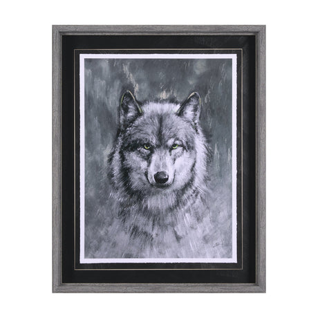Animal Portrait II (Wolf) by Mercana Studio Hand Embellished Framed Art Print Matted under Glass by Mercana at Eve Furniture