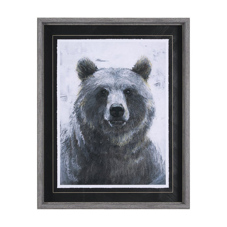 Animal Portrait III (Bear) by Mercana Studio Hand Embellished Framed Art Print Matted under Glass by Mercana at Eve Furniture