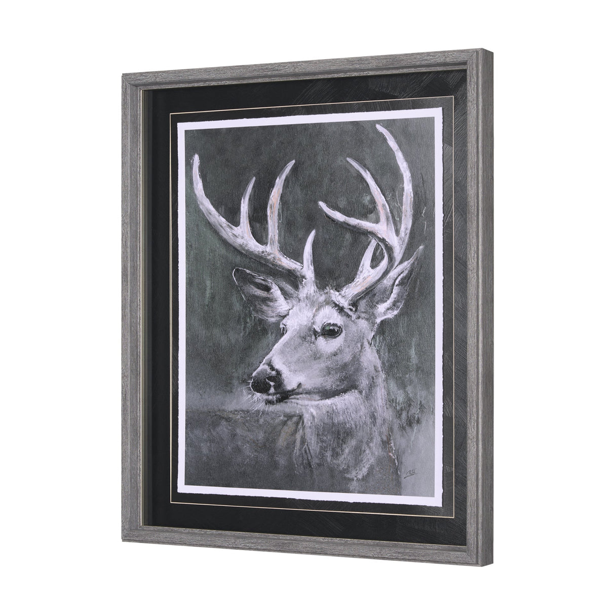 Animal Portrait IV (Deer) by Mercana Studio Hand Embellished Framed Art Print Matted under Glass by Mercana at Eve Furniture
