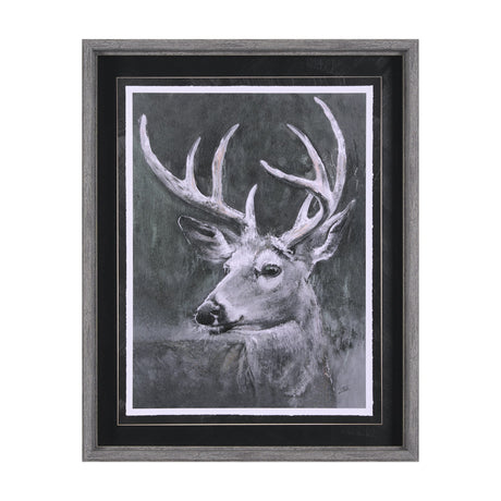 Animal Portrait IV (Deer) by Mercana Studio Hand Embellished Framed Art Print Matted under Glass by Mercana at Eve Furniture