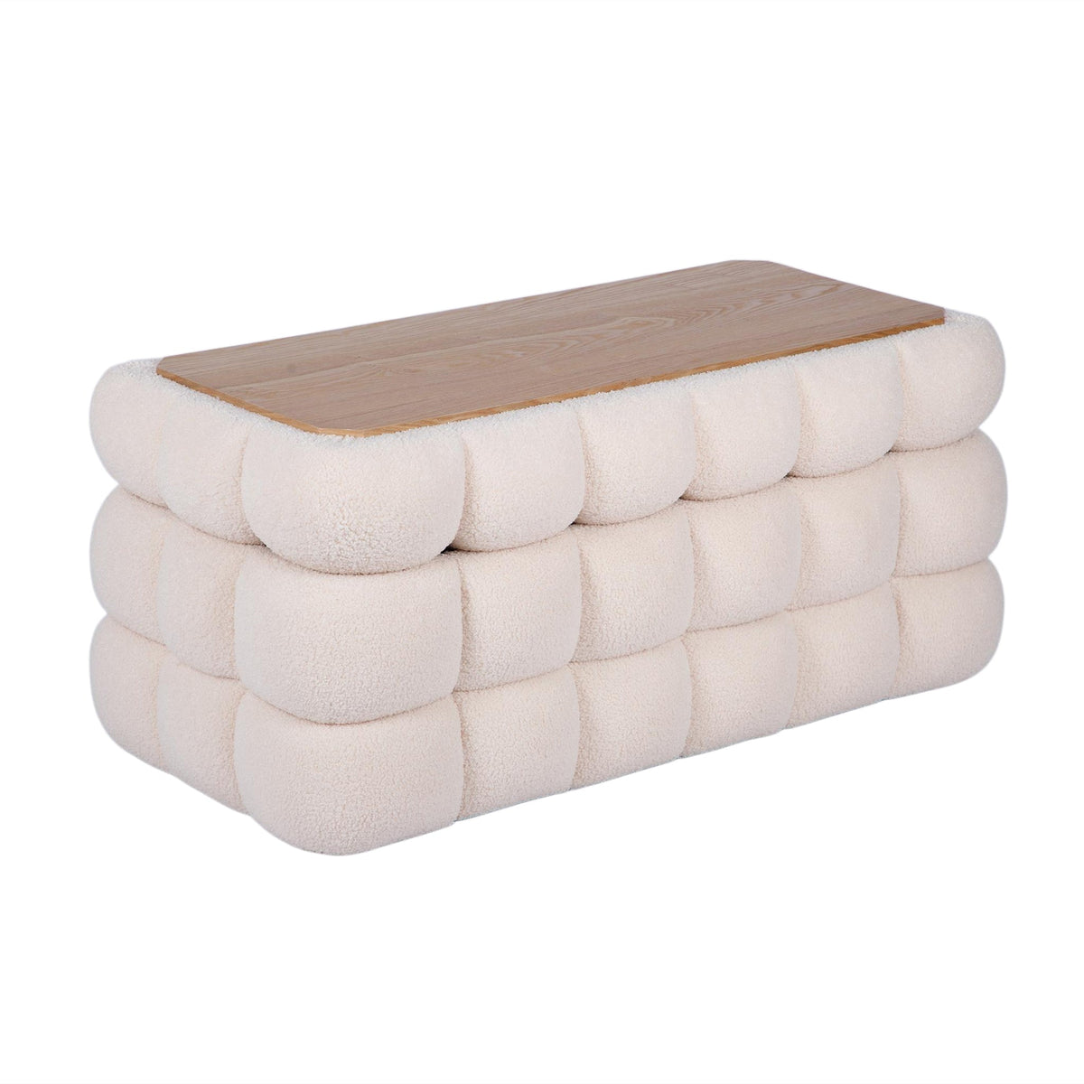Anita 39" Faux Shearling Storage Bench With Reversible Tray Top by TOV Furniture at Eve Furniture