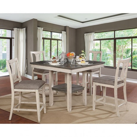 Ann Rustic Antique White/Gray 5-Piece Counter Height Table Set by Furniture of America at Eve Furniture