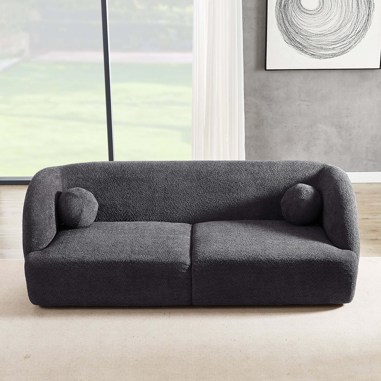 Anna French Boucle Sofa Grey