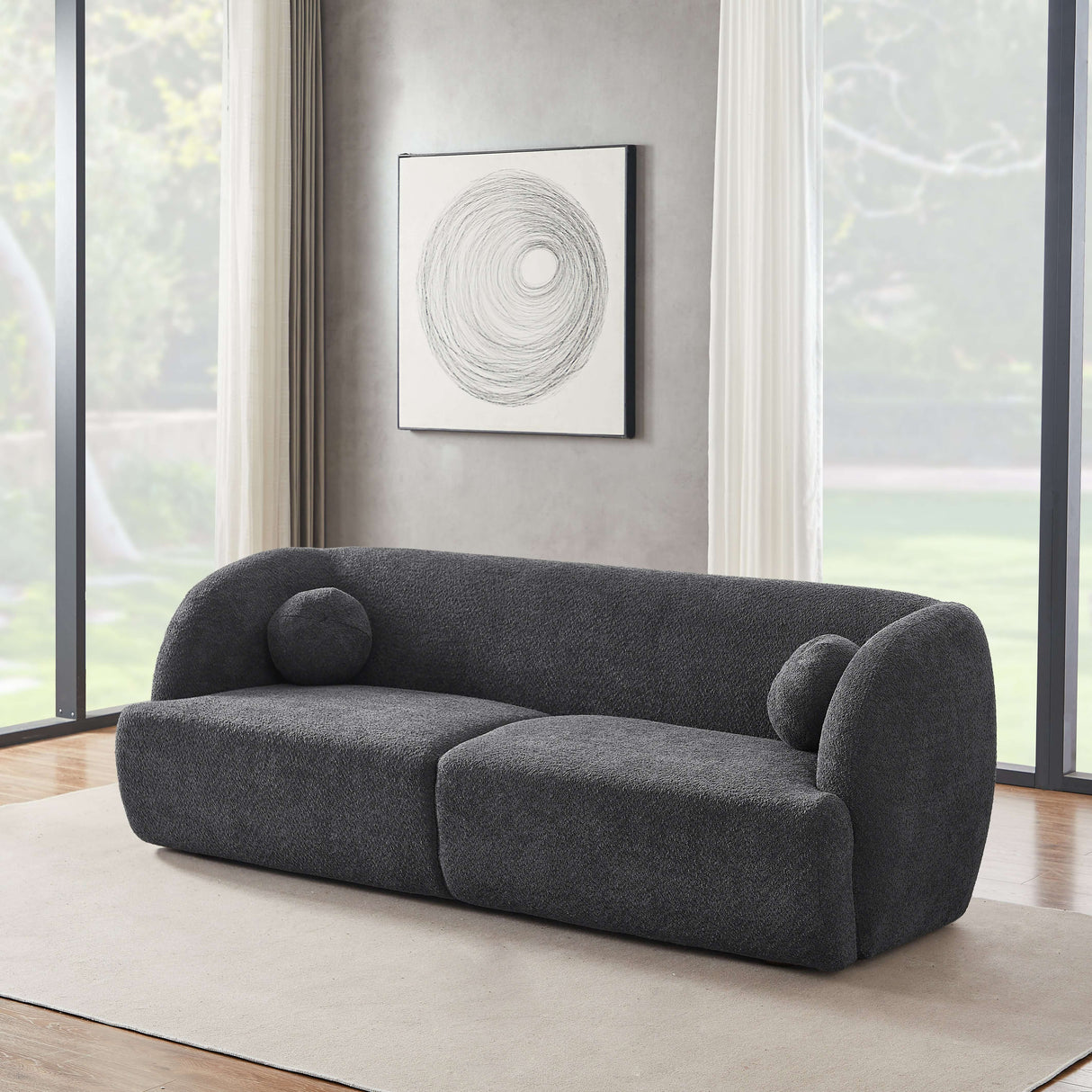 Grey Boucle Sofa