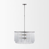 Anna Hanging Gun-Metal w/ Clear Glass Rods Six Bulb Chandelier by Mercana at Eve Furniture