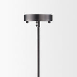 Anna Hanging Gun-Metal w/ Clear Glass Rods Six Bulb Chandelier by Mercana at Eve Furniture