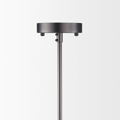 Anna Hanging Gun-Metal w/ Clear Glass Rods Six Bulb Chandelier by Mercana at Eve Furniture