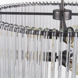 Anna Hanging Gun-Metal w/ Clear Glass Rods Six Bulb Chandelier by Mercana at Eve Furniture