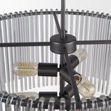 Anna Hanging Gun-Metal w/ Clear Glass Rods Six Bulb Chandelier by Mercana at Eve Furniture