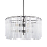 Anna Hanging Gun-Metal w/ Clear Glass Rods Six Bulb Chandelier by Mercana at Eve Furniture