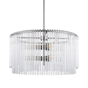 Anna Hanging Gun-Metal w/ Clear Glass Rods Six Bulb Chandelier by Mercana at Eve Furniture