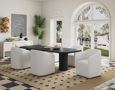 Anna Round Faux Leather Dining Armchair in Cream by Manhattan Comfort at Eve Furniture